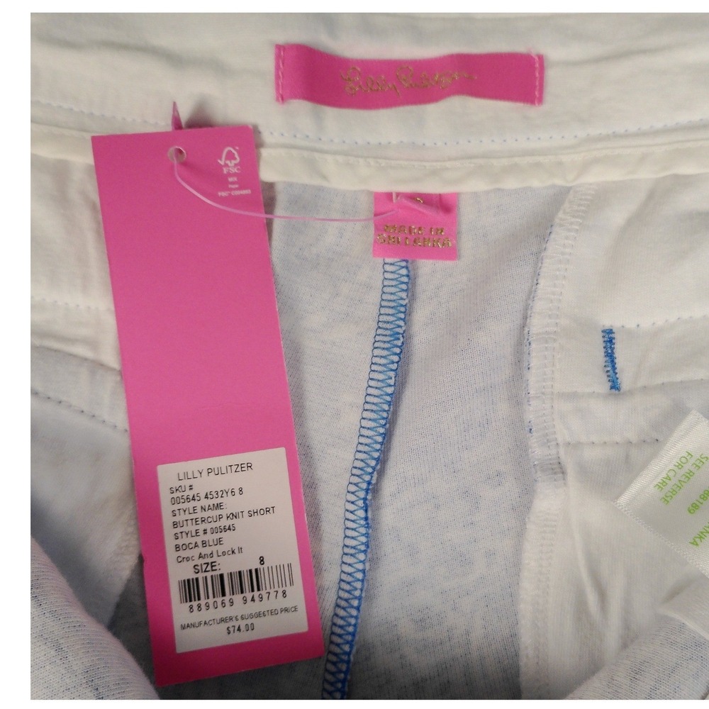 NWT Lilly Pulitzer Buttercup Knit Short Boca Blue Croc & Lock It Scalloped Hem 8 - Picture 4 of 11